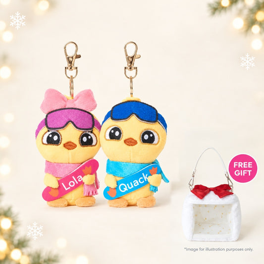【Holiday Limited】Snowboarding Mascot Lola & Quack Set + FREE Travel Pouch