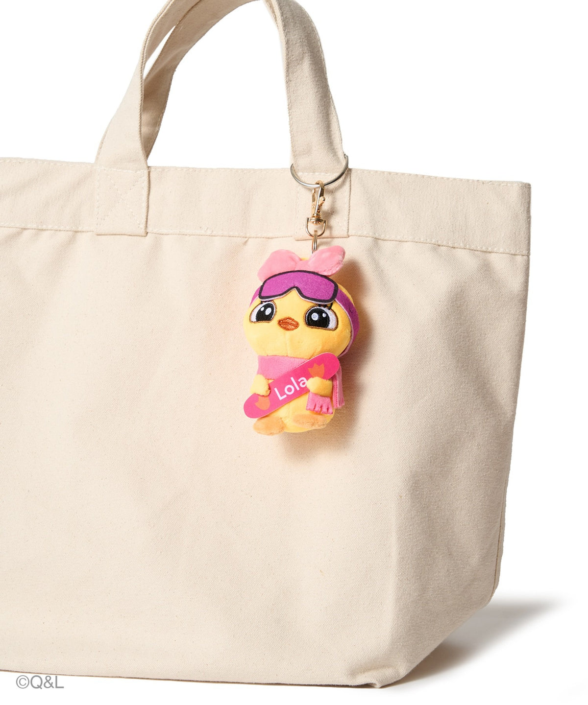 Snowboarding Mascot Lola on a tote bag
