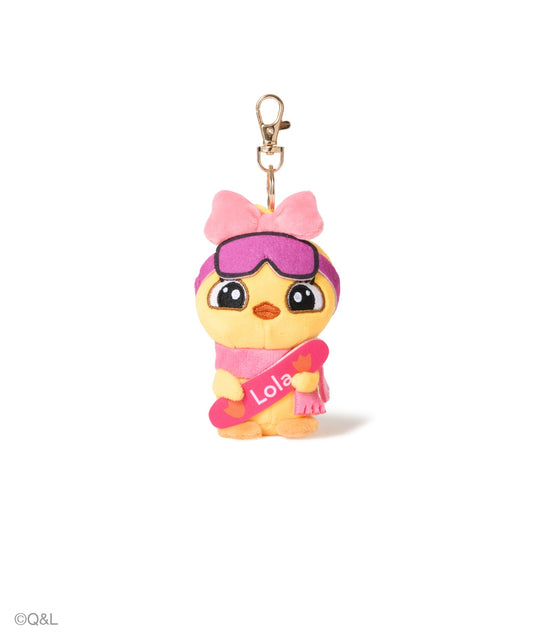 Snowboarding Mascot Lola keychain plush, front view