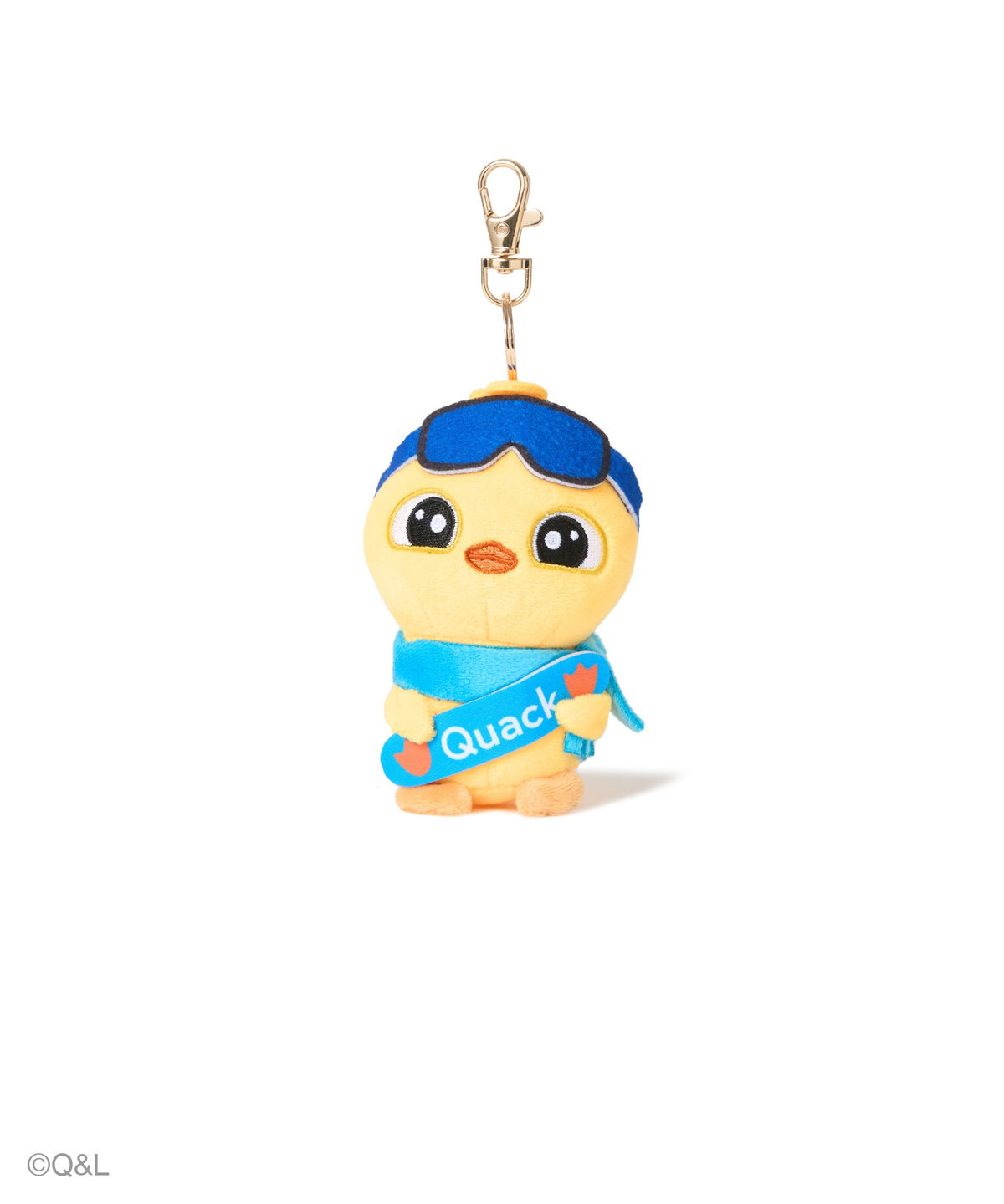Snowboarding Mascot Quack keychain plush, front view